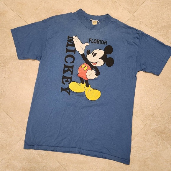 VTG 70s Mickey Mouse Mens XL Double Sided Single Stitch Disney Graphic T Shirt